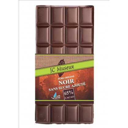 Chocolat noir sans sucre 65%. Pour diabétiques. Chocolaterie des Bauges