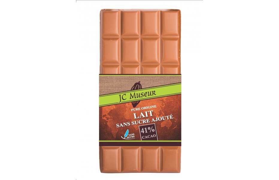 Tablette chocolat lait sans sucre ajouté - Chocolaterie JC Museur
